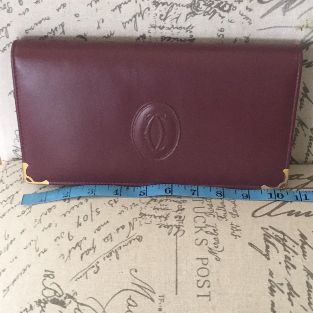 Vintage Cartier wine clutch hardware accents 10x6